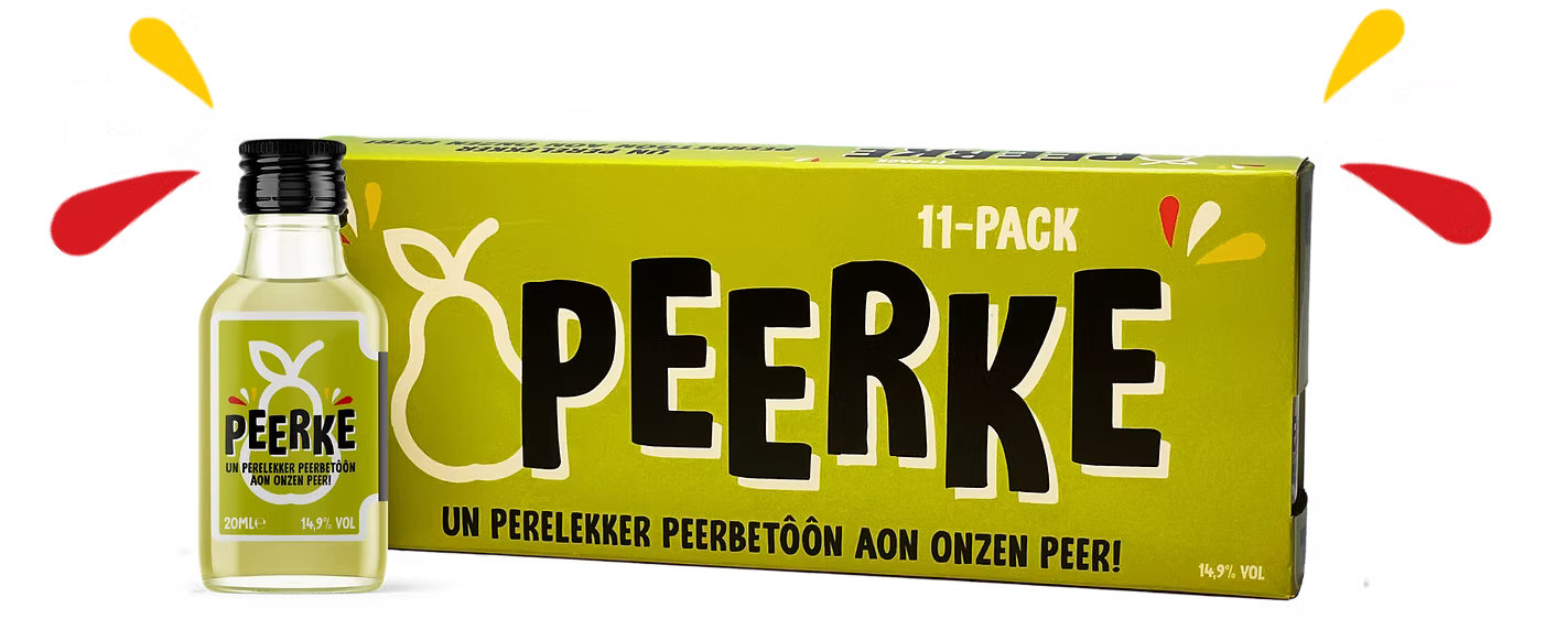 Peerke 11-pack: 11 flèskes van 20 ml, 14,9% vol
